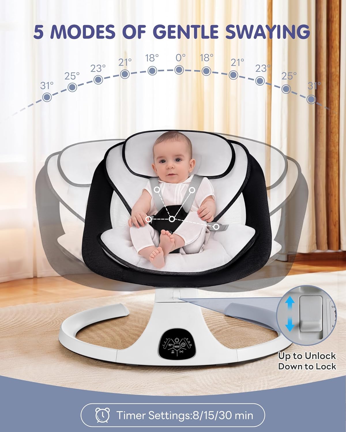 Orbsybaby Baby Swing with Bluetooth Music
