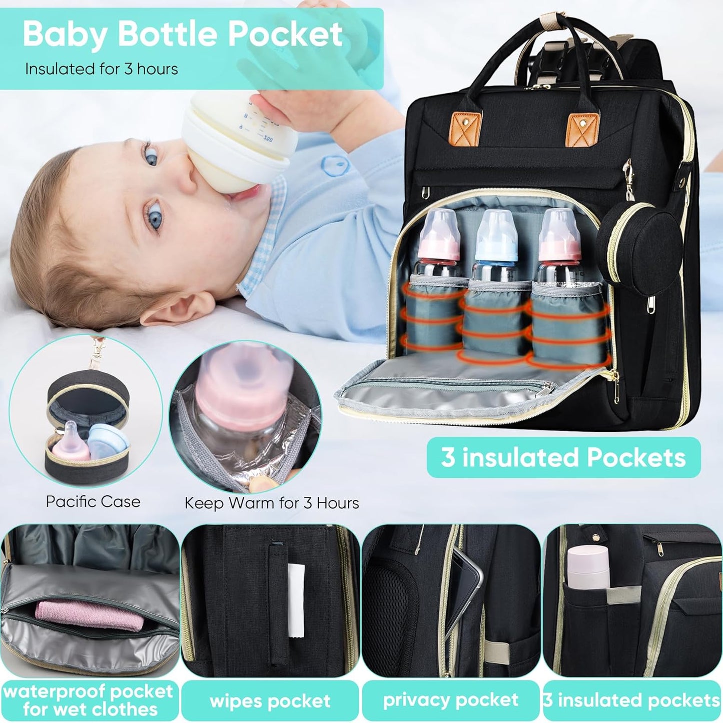 Orbsybaby Diaper Bag Backpack with USB Port