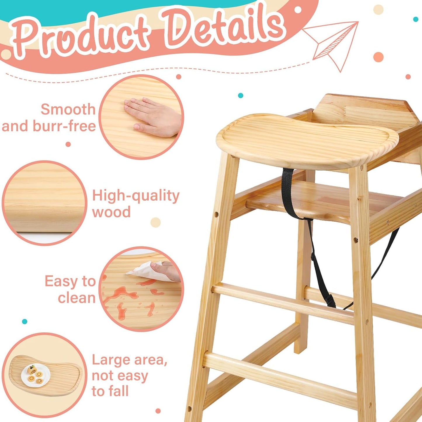 Orbsybaby Wooden High Chair with Tray